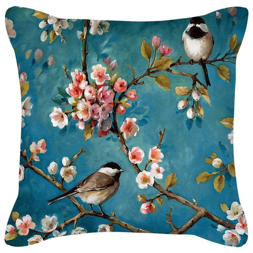 Coussin fleur prunier flamant - coussin,