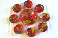 Cerenne Vallauris Pierre Rinaudo Coupe et 8 ramequins décor abstrait design 1950