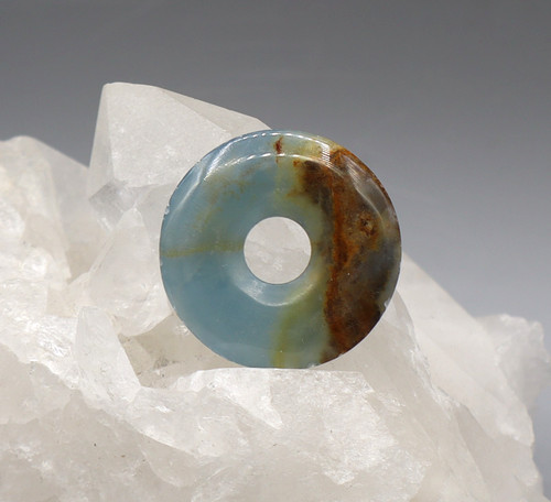 Aragonite bleu pendentif donut - bleu,