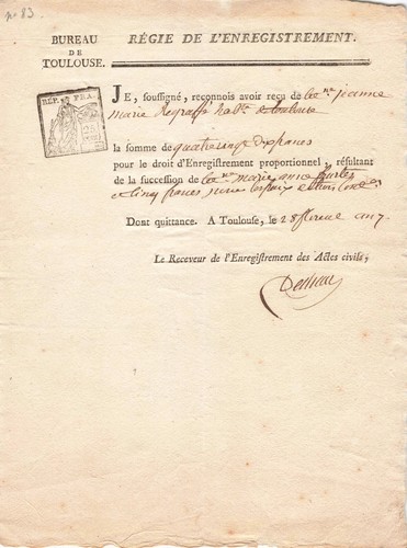 Vieux papier 1799 regie - papier,