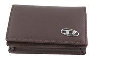 Portefeuille Homme DIESEL Dukez OS Marron Foncé En Cuir Véritable Détail Argenté