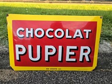 Rare Ancienne plaque  émaillée publicitaire Chocolat PUPIER BOMBÉE 