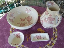 Ensemble de Toilette Terre de Fer Faience RC Longchamp Modèle Small Bird Oiseau