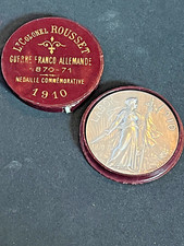 MEDAILLE BRONZE ARGENTE " GUERRE 1870 Lt COLONEL ROUSSET"commemorative 1910 etui