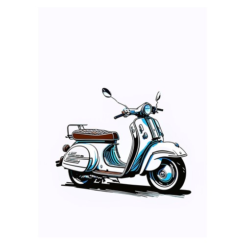 Affiche illustration scooter - illustration,