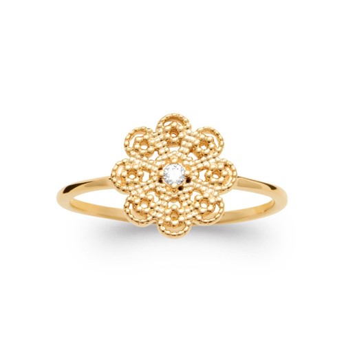 Bague perlée zirconium - ,