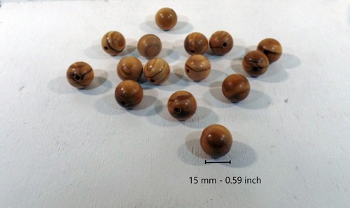 Perles en bois d'olivier 15mm