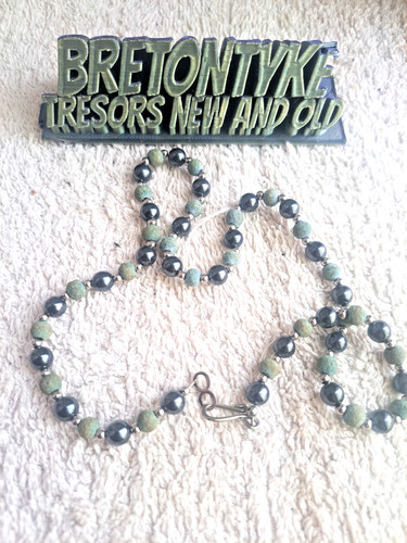 Ancien collier perles verre - collier,