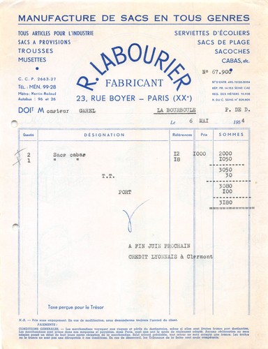1954 manufacture sacs en - de,