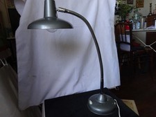 Grande Lampe de bureau ancienne grise bras spirale chromer  années 1960