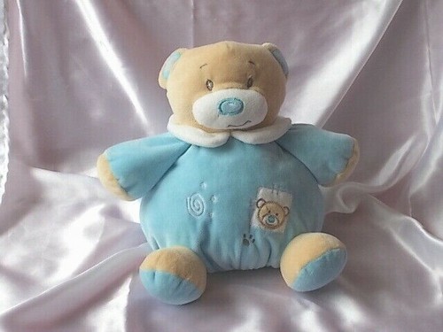 Doudou ours boule bleu