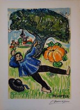 François DESNOYER : Le gland et la citrouille, Gravure signée