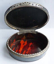 Boite ovale noire et argent massif 18e siècle 18th century box