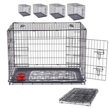 AREBOS Cage de transport pour chiens Cage de transport pour chiens pliable Noir