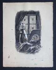Dessin original encre - encre, réhauts