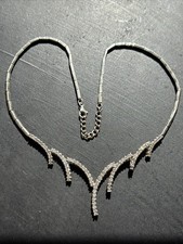 Très Beau Collier Chaîne En Argent Massif 925 Maille Art Nouveau deco zirconium