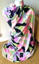 Les Tissus Leonard 300x140 Soie Imprimé Vintage Foulard  Robe Dress Scarf Silk