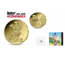 Coffret Piece JO 2024 5 € Euros Or 999 France Asterix aux Jeux Olympique  Idefix