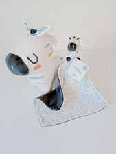 Doudou Plat/Mouchoir Zèbre Blanc Gris/Noir Et Peluche  -  Du Pareil Au Même DPAM