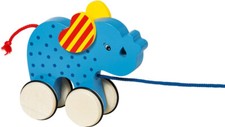 GOKI - 54955 - JOUET EN BOIS - ANIMAL A TIRER - ELEPHANT BASJO