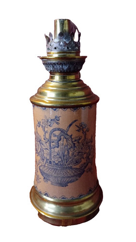 Lampe pétrole faience - pétrole, en