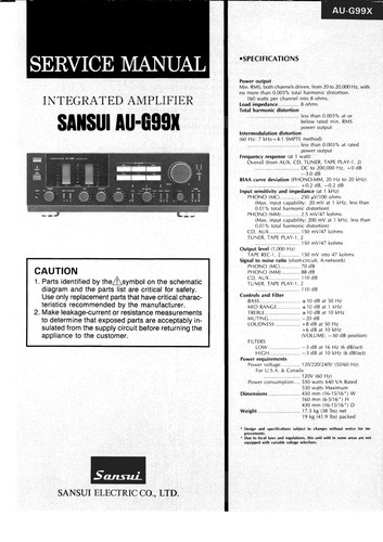 Manuel service pour - manuel, sansui