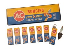 7 Bougies d'Allumage AC 45LZ Neuves + Boite Présentoir Pub vers 1960 70