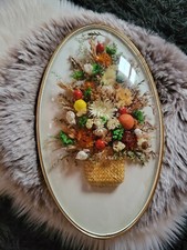 CADRE OVALE VINTAGE FLEURS SÉCHÉES BOUQUET RÉTRO 