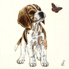 Serviettes en papier chien chiot de chasse. Paper napkins dog puppy hunting dog