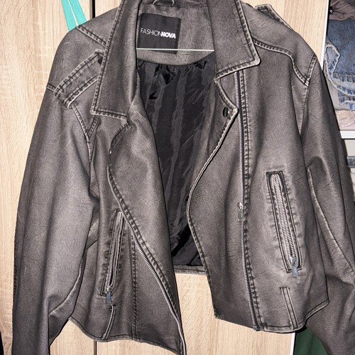 Veste biker effet daim - effet,