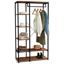 Dressing penderie étagères L. 90 cm HAWKINS bois foncé design industriel