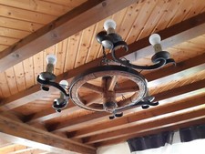 Luminaire lustre fer forgé/bois