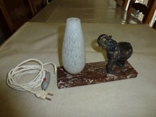 LAMPE DE CHEVET ART DECO ELEPHANT ET MARBRE FONCTIONNE