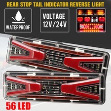 2PCS Feux Arriere 24V 56 LED Lampes Stop REMORQUE CAMION FOURGON CARAVANE
