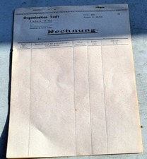 Carnet Bon commande/facture matériel  ORGANISATION TODT  OBL Nordwest bunker WW2