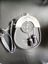 accessoires irlandais sporran très bon état cuir noir