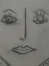 Tableau ancien dessin fusain portrait femme cubisme à attribuer 60 X 46 cm