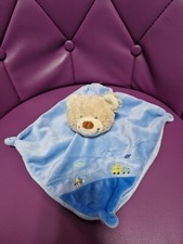 Doudou plat ours beige bleu
