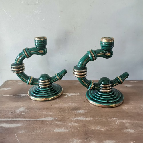 Paire bougeoirs en - de,