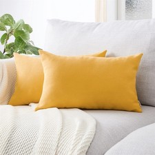 Housse Coussin 30x50 cm Jaune Moutarde Decoration Canape Salon Scandinave Lot...