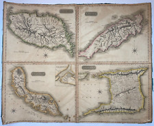WEST INDIES CURACAO TRINIDAD GRENADA TOBAGO 1817 THOMSON ANTIQUE MAP