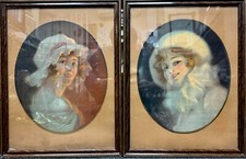 Paire de tableaux pastel sur