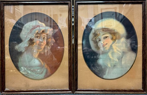 Paire tableaux pastel sur - paire,