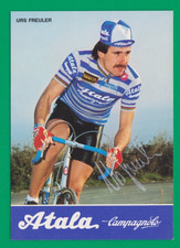 CYCLISME carte cycliste URS FREULER équipe ATALA Campagnolo 1983 Signée