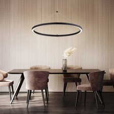 Lampe à Suspension Aluminium Noir LED Lumière pour Salle à Manger Dimmable