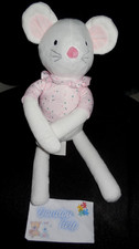 doudou peluche souris blanche