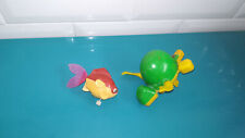 Vintage Lot Figurines jouet à remonter water game tortue bandai et poisson tomy