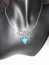 pendentif Murano coeur et perles de bohème et coton bio création unique