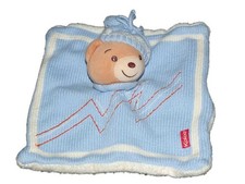 Doudou Plat ours bleu blanc