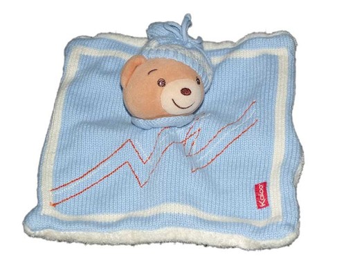 Doudou plat ours bleu blanc - doudou,